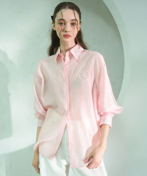 Vivacious(ビバシャス)の「Cencel Seethrough Classic Shirt Solid - 4COL(シャツ/ブラウス・レディース・スカイブルー/ピンク/ホワイト/ライトブルー・FREE)」の7枚目の写真