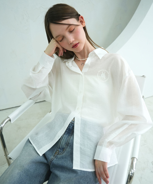 Vivacious(ビバシャス)の「Cencel Seethrough Classic Shirt Solid - 4COL(シャツ/ブラウス・レディース・スカイブルー/ピンク/ホワイト/ライトブルー・FREE)」の8枚目の写真