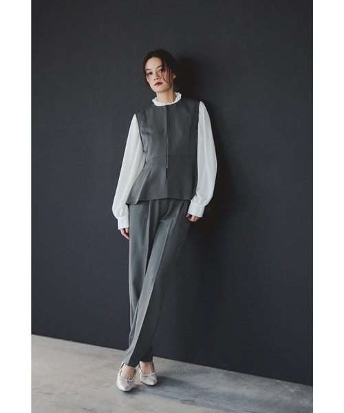 フレアベストセットアップパンツスーツ 3点セット レディース