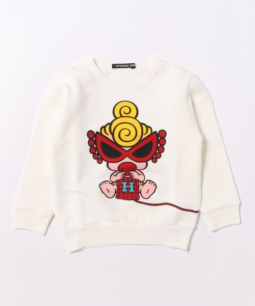 HYSTERIC MINI(ヒステリックミニ)の「KNIT WITH MINI 裏毛トレーナー(スウェット・キッズ・ブラック/マジェンタ/ホワイト・100)」の1枚目の写真