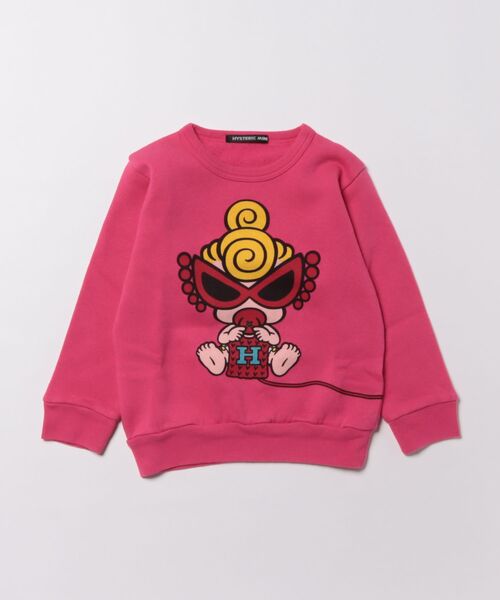 HYSTERIC MINI(ヒステリックミニ)の「KNIT WITH MINI 裏毛トレーナー(スウェット・キッズ・ブラック/マジェンタ/ホワイト・100)」の2枚目の写真