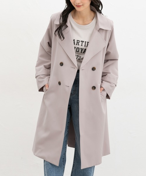 Honeys（ハニーズ）の「【非フッ素撥水加工】撥水加工トレンチコート（トレンチコート・レディース・ネイビー/ピンクベージュ/ブラック/ライトベージュ・3L/L/LL/M/S）」の4枚目の写真