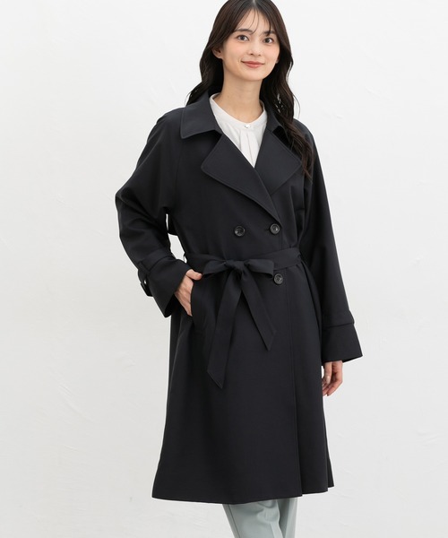 Honeys（ハニーズ）の「【非フッ素撥水加工】撥水加工トレンチコート（トレンチコート・レディース・ネイビー/ピンクベージュ/ブラック/ライトベージュ・3L/L/LL/M/S）」の7枚目の写真