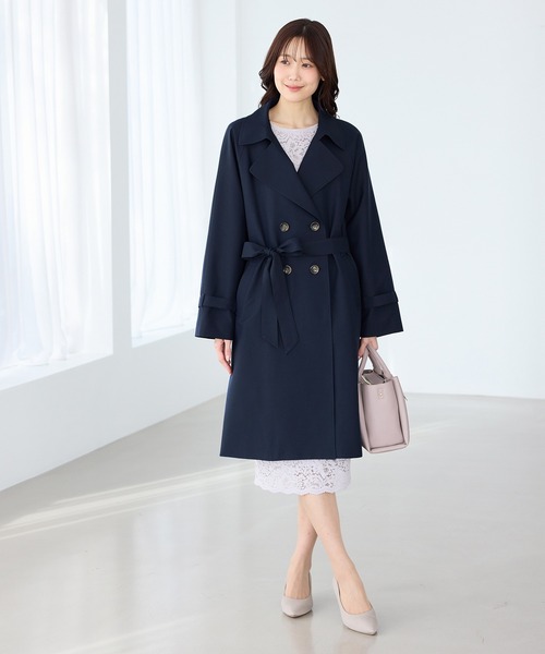 Honeys（ハニーズ）の「【非フッ素撥水加工】撥水加工トレンチコート（トレンチコート・レディース・ネイビー/ピンクベージュ/ブラック/ライトベージュ・3L/L/LL/M/S）」の9枚目の写真