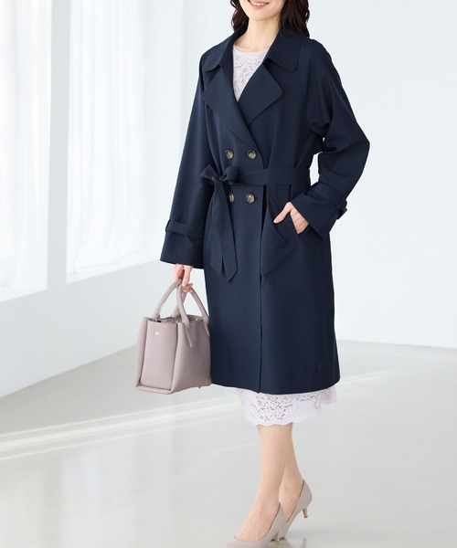 Honeys（ハニーズ）の「【非フッ素撥水加工】撥水加工トレンチコート（トレンチコート・レディース・ネイビー/ピンクベージュ/ブラック/ライトベージュ・3L/L/LL/M/S）」の10枚目の写真