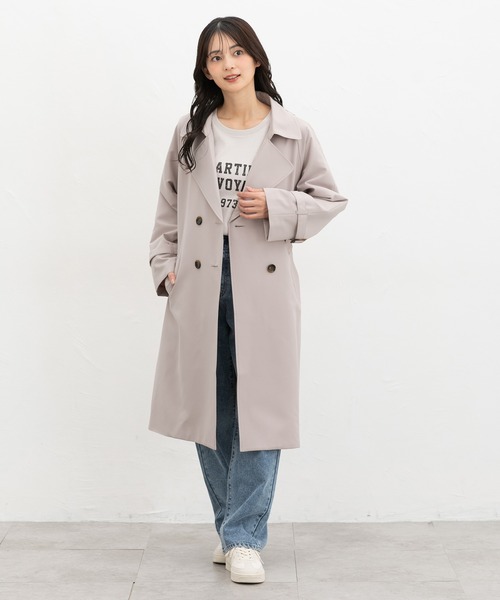 Honeys（ハニーズ）の「【非フッ素撥水加工】撥水加工トレンチコート（トレンチコート・レディース・ネイビー/ピンクベージュ/ブラック/ライトベージュ・3L/L/LL/M/S）」の15枚目の写真