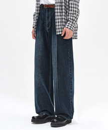 Deep Pleats Wide Jeans DCPT030DBlueA