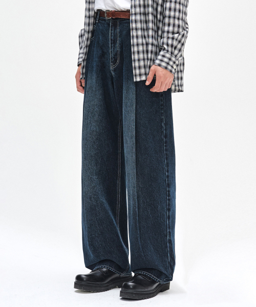 DECET(デケト)の「Deep Pleats Wide Jeans DCPT030DBlueA(デニムパンツ・レディース・その他・26/28/30/32/34)」の1枚目の写真