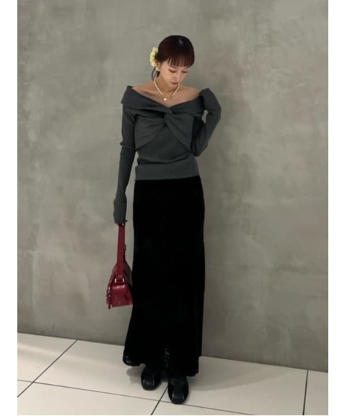 SLY(スライ)の「VELOUR L/SK ベロア ロングスカート 秋服 冬服(スカート・レディース・オフホワイト/ブラック・FREE)」の15枚目の写真