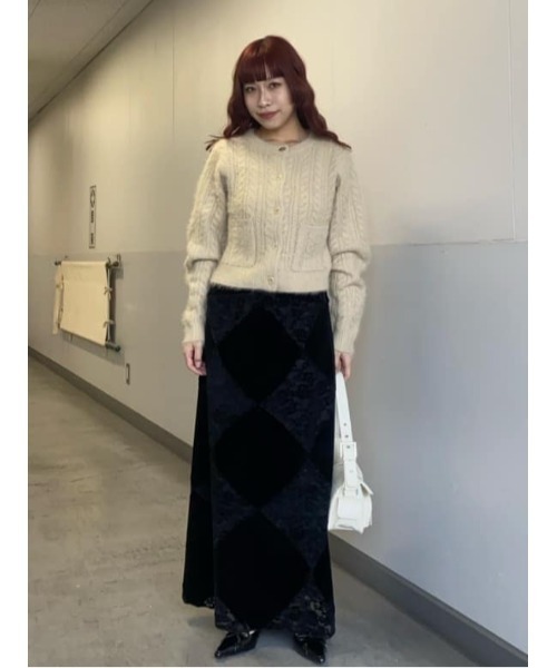 SLY(スライ)の「VELOUR L/SK ベロア ロングスカート 秋服 冬服(スカート・レディース・オフホワイト/ブラック・FREE)」の18枚目の写真