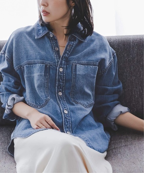 Noble（ノーブル）の「フェードカラービッグポケットシャツ（シャツ/ブラウス・レディース・チャコールグレー/ネイビー・FREE）」の2枚目の写真