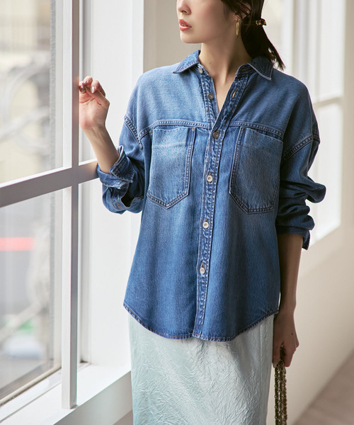 Noble（ノーブル）の「フェードカラービッグポケットシャツ（シャツ/ブラウス・レディース・チャコールグレー/ネイビー・FREE）」の9枚目の写真