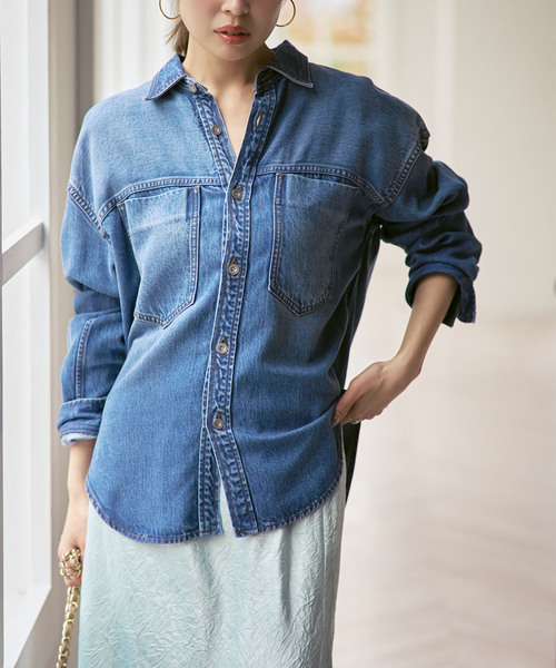 Noble（ノーブル）の「フェードカラービッグポケットシャツ（シャツ/ブラウス・レディース・チャコールグレー/ネイビー・FREE）」の10枚目の写真