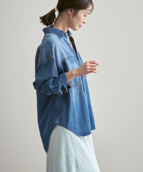 Noble（ノーブル）の「フェードカラービッグポケットシャツ（シャツ/ブラウス・レディース・チャコールグレー/ネイビー・FREE）」の15枚目の写真