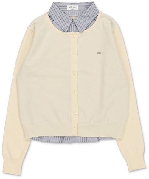 SPINNS（スピンズ）の「一枚で完成♪きちんと感漂うシャツレイヤード風ニットカーデ（ニット/セーター・レディース・アイボリー/ネイビー/チャコール・ONESIZE）」の2枚目の写真