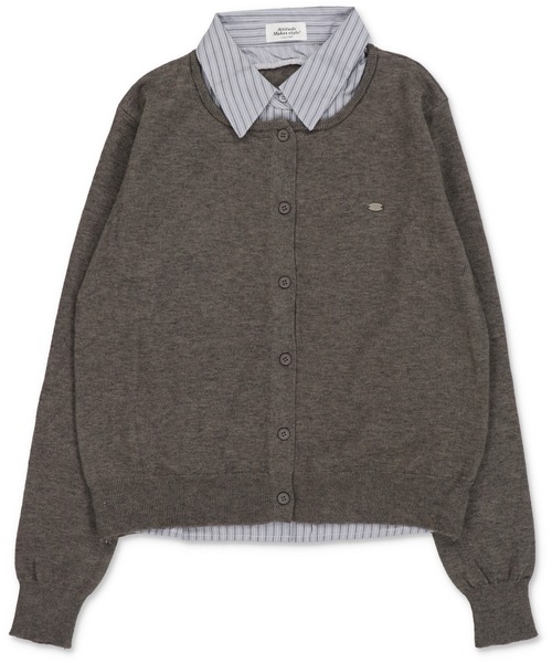 SPINNS（スピンズ）の「一枚で完成♪きちんと感漂うシャツレイヤード風ニットカーデ（ニット/セーター・レディース・アイボリー/ネイビー/チャコール・ONESIZE）」の6枚目の写真