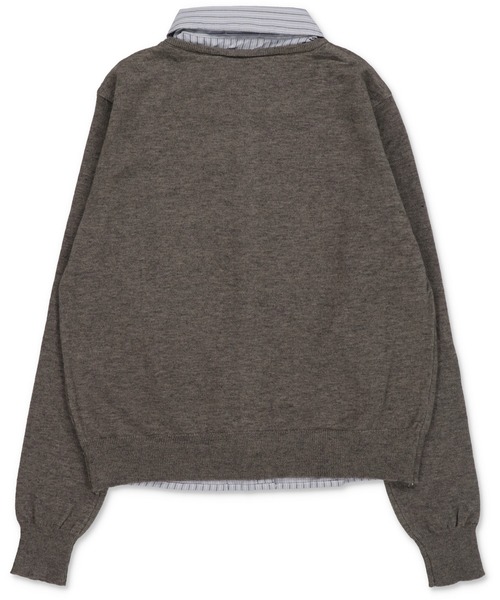 SPINNS（スピンズ）の「一枚で完成♪きちんと感漂うシャツレイヤード風ニットカーデ（ニット/セーター・レディース・アイボリー/ネイビー/チャコール・ONESIZE）」の7枚目の写真