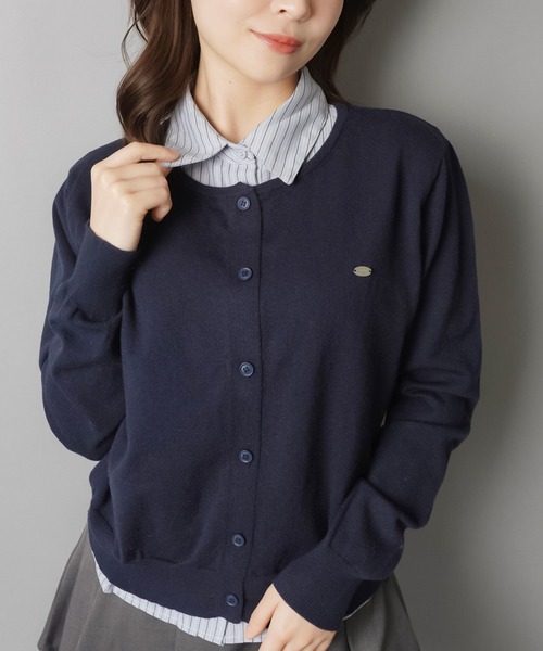 SPINNS（スピンズ）の「一枚で完成♪きちんと感漂うシャツレイヤード風ニットカーデ（ニット/セーター・レディース・アイボリー/ネイビー/チャコール・ONESIZE）」の13枚目の写真