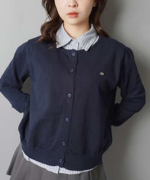 SPINNS（スピンズ）の「一枚で完成♪きちんと感漂うシャツレイヤード風ニットカーデ（ニット/セーター・レディース・アイボリー/ネイビー/チャコール・ONESIZE）」の12枚目の写真