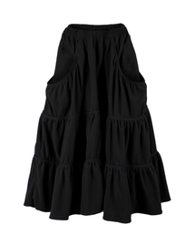 FLEECE LOOSE POCKET TIERD SKIRT_BLACK