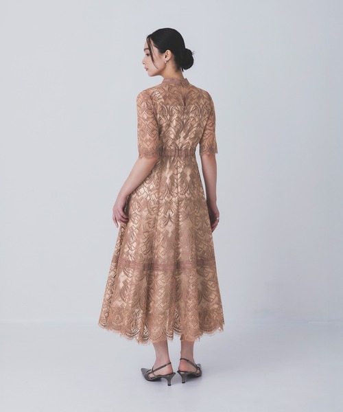 Rose of Sharon(ローズオブシャロン)の「スタンドカラー総レースフレアドレス(ドレス・レディース・グレイッシュブルー/ブラック/スモークピンク/カーキ/ボルドー/ラベンダー/ベージュ・S/M/L)」の6枚目の写真