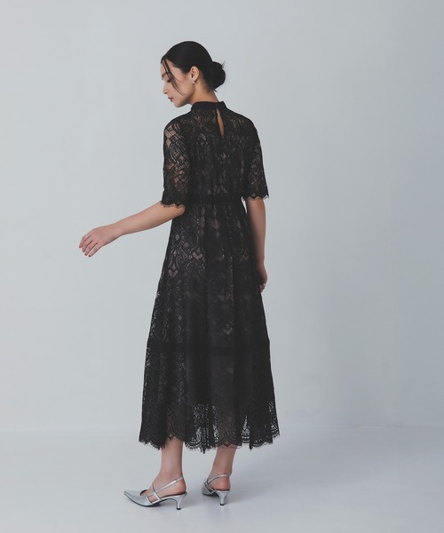 Rose of Sharon(ローズオブシャロン)の「スタンドカラー総レースフレアドレス(ドレス・レディース・グレイッシュブルー/ブラック/スモークピンク/カーキ/ボルドー/ラベンダー/ベージュ・S/M/L)」の13枚目の写真