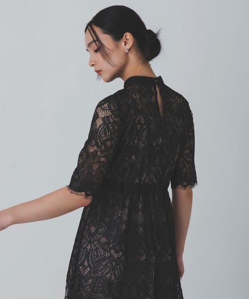 Rose of Sharon(ローズオブシャロン)の「スタンドカラー総レースフレアドレス(ドレス・レディース・グレイッシュブルー/ブラック/スモークピンク/カーキ/ボルドー/ラベンダー/ベージュ・S/M/L)」の17枚目の写真