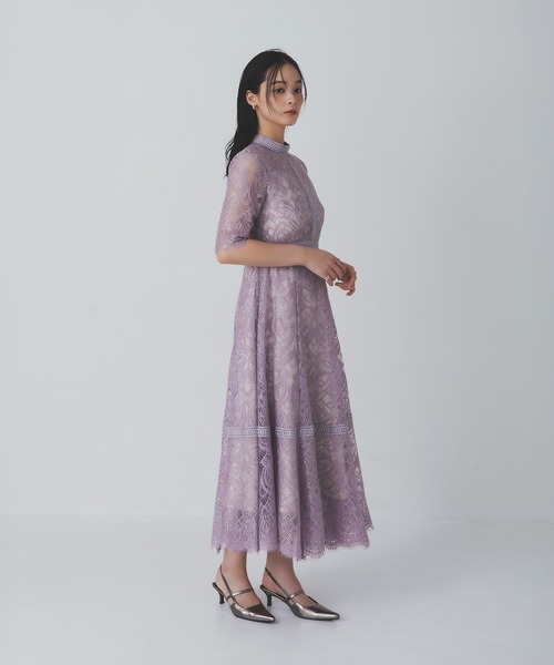 Rose of Sharon(ローズオブシャロン)の「スタンドカラー総レースフレアドレス(ドレス・レディース・グレイッシュブルー/ブラック/スモークピンク/カーキ/ボルドー/ラベンダー/ベージュ・S/M/L)」の19枚目の写真