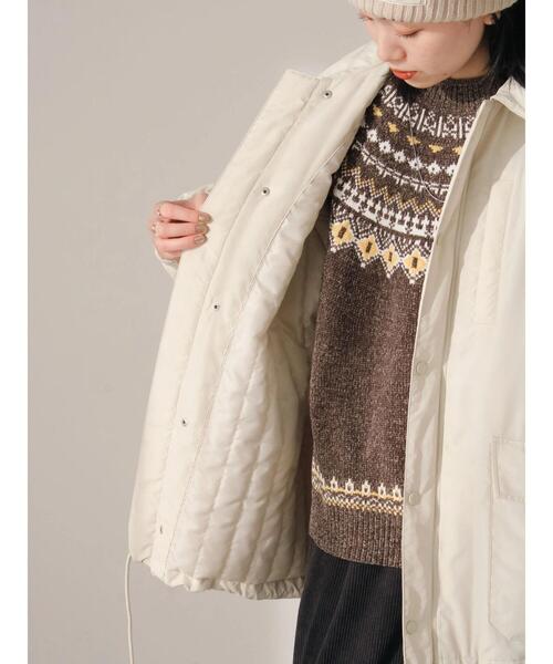 Samansa Mos2 blue（サマンサモスモスブルー）の「襟付中綿ブルゾン（ブルゾン・レディース・ライトベージュ/ブラック/カーキ・F）」の12枚目の写真