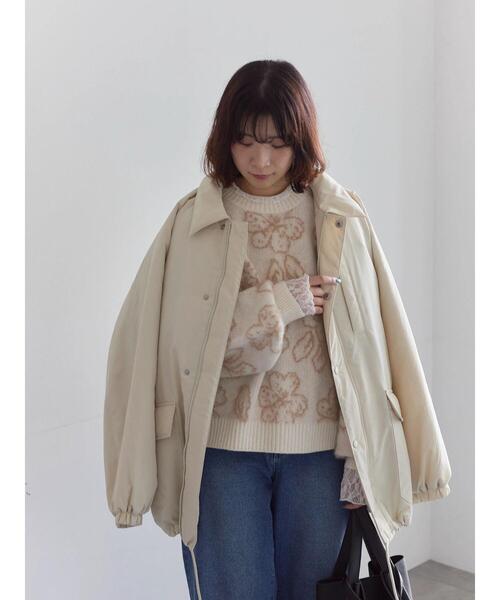 Samansa Mos2 blue（サマンサモスモスブルー）の「襟付中綿ブルゾン（ブルゾン・レディース・ライトベージュ/ブラック/カーキ・F）」の22枚目の写真