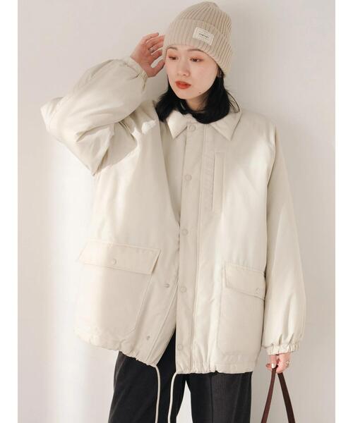 Samansa Mos2 blue（サマンサモスモスブルー）の「襟付中綿ブルゾン（ブルゾン・レディース・ライトベージュ/ブラック/カーキ・F）」の4枚目の写真