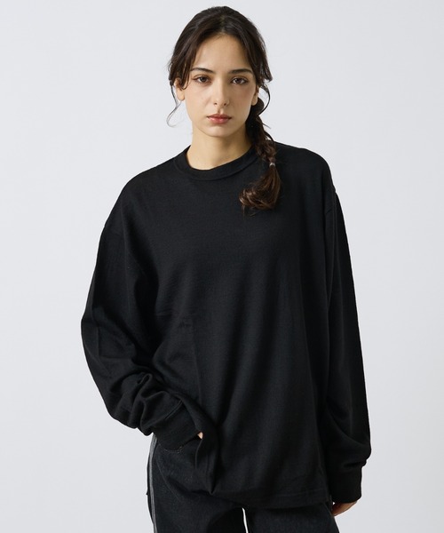 ABAHOUSE（アバハウス）の「【LUCEBER/ルースバー】MERINO WOOL LONG SLEEVE TEE/メリノウールロングスリーブニットソー（ニット/セーター・メンズ・ブラック・M/L/XL）」の4枚目の写真