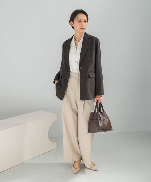 URBAN RESEARCH ROSSO WOMEN（アーバンリサーチ　ロッソ）の「防シワハイウエストワイドスラックス（その他パンツ・レディース・モカ/ライトベージュ/ブラック・TALL/38/36/34）」の14枚目の写真