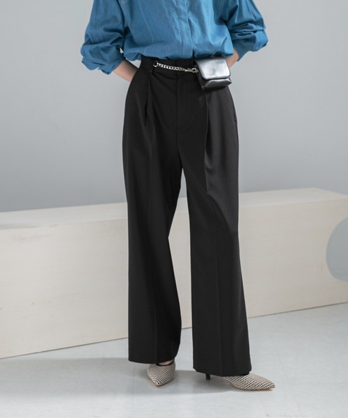 URBAN RESEARCH ROSSO WOMEN（アーバンリサーチ　ロッソ）の「防シワハイウエストワイドスラックス（その他パンツ・レディース・モカ/ライトベージュ/ブラック・TALL/38/36/34）」の2枚目の写真