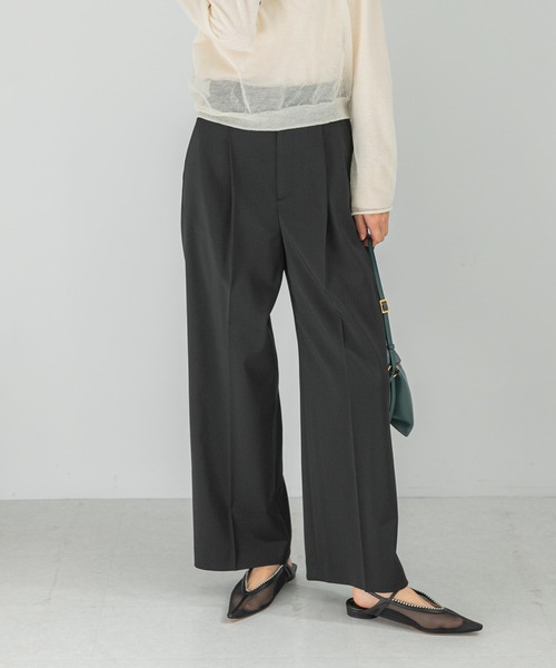 URBAN RESEARCH ROSSO WOMEN（アーバンリサーチ　ロッソ）の「防シワハイウエストワイドスラックス（その他パンツ・レディース・モカ/ライトベージュ/ブラック・TALL/38/36/34）」の19枚目の写真