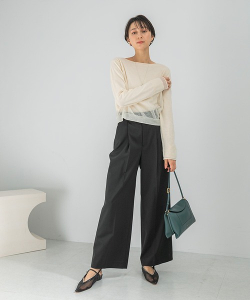 URBAN RESEARCH ROSSO WOMEN（アーバンリサーチ　ロッソ）の「防シワハイウエストワイドスラックス（その他パンツ・レディース・モカ/ライトベージュ/ブラック・TALL/38/36/34）」の22枚目の写真