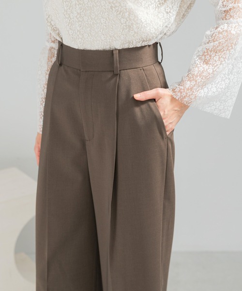 URBAN RESEARCH ROSSO WOMEN（アーバンリサーチ　ロッソ）の「防シワハイウエストワイドスラックス（その他パンツ・レディース・モカ/ライトベージュ/ブラック・TALL/38/36/34）」の9枚目の写真