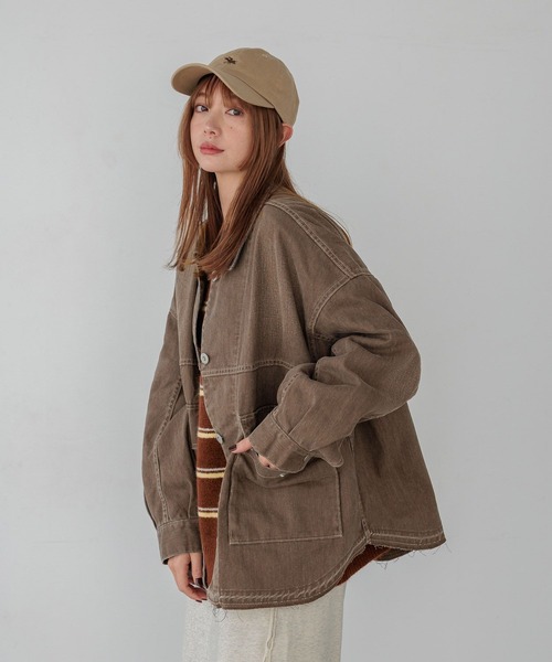 BAYFLOW（ベイフロー）の「デニムカバーオール（デニムジャケット・レディース・サックスブルー/インディゴブルー/ブラウン・SMALL/MEDIUM）」の9枚目の写真