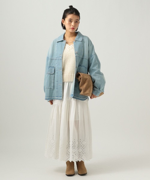 BAYFLOW（ベイフロー）の「デニムカバーオール（デニムジャケット・レディース・サックスブルー/インディゴブルー/ブラウン・SMALL/MEDIUM）」の12枚目の写真