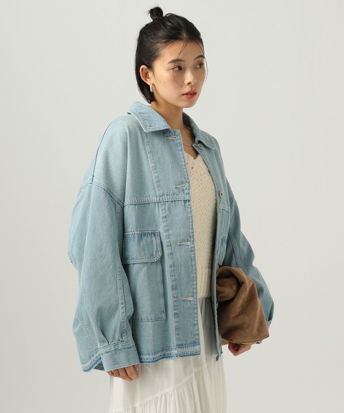 BAYFLOW（ベイフロー）の「デニムカバーオール（デニムジャケット・レディース・サックスブルー/インディゴブルー/ブラウン・SMALL/MEDIUM）」の14枚目の写真