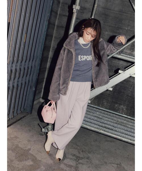 Te chichi（テチチ）の「【宮本茉由着用】グラデーションファースタンドジャケット（ノーカラージャケット・レディース・ブラウン/グレー・F）」の4枚目の写真