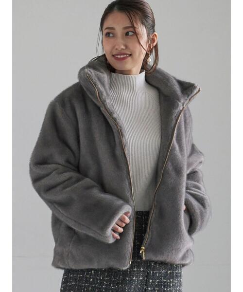 Te chichi（テチチ）の「【宮本茉由着用】グラデーションファースタンドジャケット（ノーカラージャケット・レディース・ブラウン/グレー・F）」の11枚目の写真