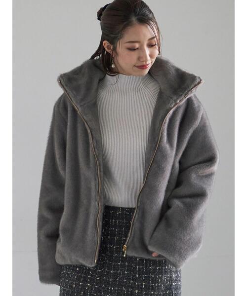 Te chichi（テチチ）の「【宮本茉由着用】グラデーションファースタンドジャケット（ノーカラージャケット・レディース・ブラウン/グレー・F）」の12枚目の写真