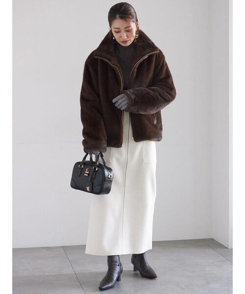 Te chichi（テチチ）の「【宮本茉由着用】グラデーションファースタンドジャケット（ノーカラージャケット・レディース・ブラウン/グレー・F）」の13枚目の写真