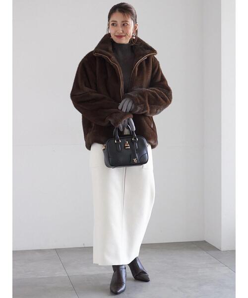 Te chichi（テチチ）の「【宮本茉由着用】グラデーションファースタンドジャケット（ノーカラージャケット・レディース・ブラウン/グレー・F）」の14枚目の写真