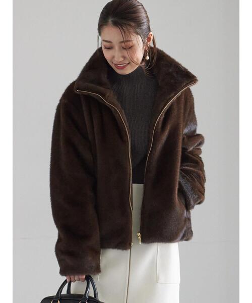 Te chichi（テチチ）の「【宮本茉由着用】グラデーションファースタンドジャケット（ノーカラージャケット・レディース・ブラウン/グレー・F）」の16枚目の写真