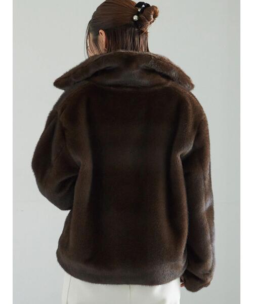 Te chichi（テチチ）の「【宮本茉由着用】グラデーションファースタンドジャケット（ノーカラージャケット・レディース・ブラウン/グレー・F）」の18枚目の写真
