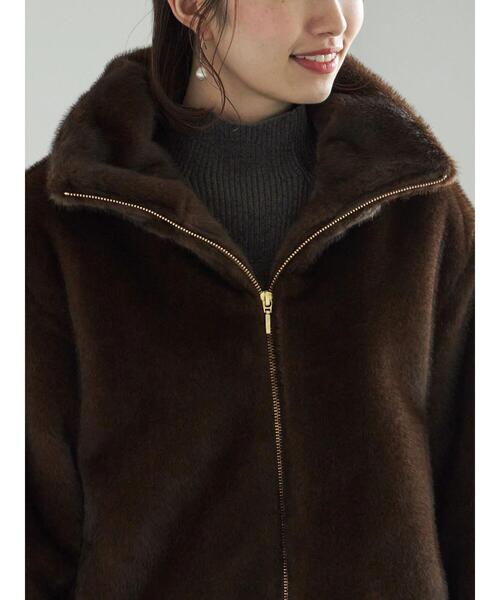 Te chichi（テチチ）の「【宮本茉由着用】グラデーションファースタンドジャケット（ノーカラージャケット・レディース・ブラウン/グレー・F）」の19枚目の写真