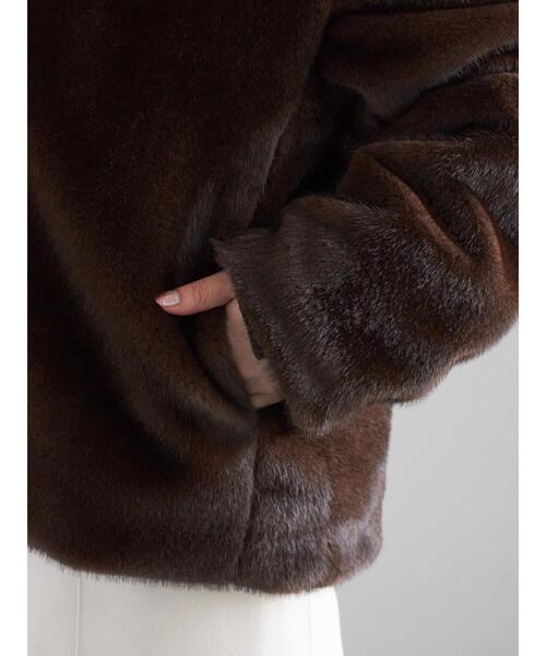 Te chichi（テチチ）の「【宮本茉由着用】グラデーションファースタンドジャケット（ノーカラージャケット・レディース・ブラウン/グレー・F）」の20枚目の写真