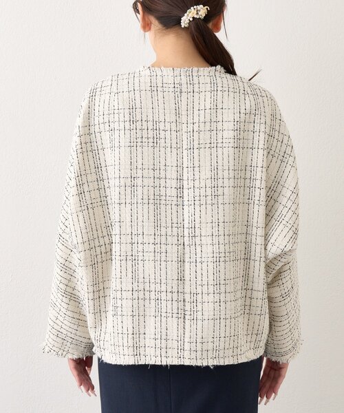 La boutique BonBon（ラブティックボンボン）の「【オケージョン対応】ツィード金ボタンジャケット（ノーカラージャケット・レディース・ブラック/オフホワイト・FREE）」の15枚目の写真